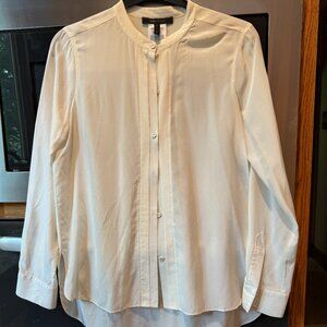 BCBGMaxazria Button Down Silk Long Sleeve Shirt White S
